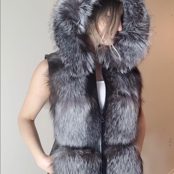 2-in-1 winter leather jacket with silver fox - Picture 14 of 16